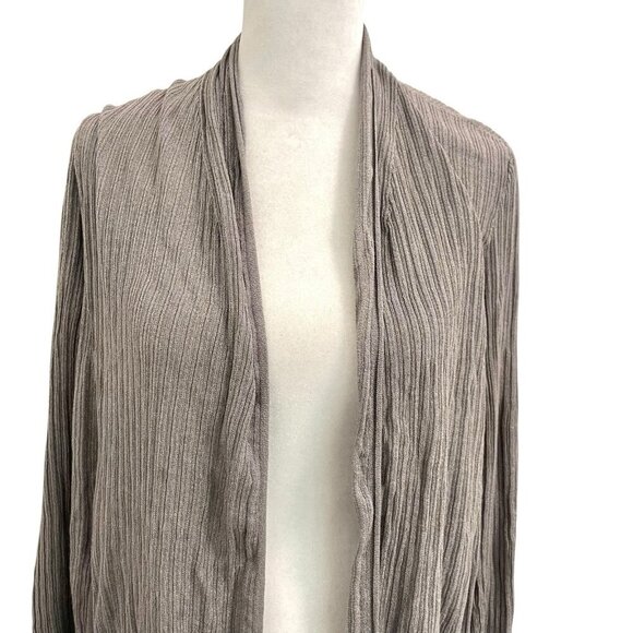 MM LaFleur Side Slit Ribbed Lightweight Cardigan Sweater Topper Gray size Medium - Picture 2 of 8
